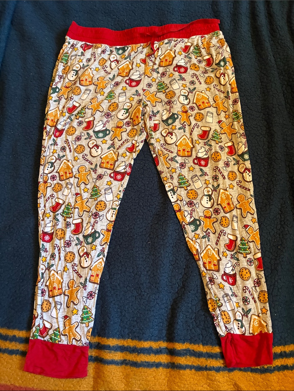 Little Sleepies Holiday Cookie Print Pajama Bottoms - Red Trim unisex